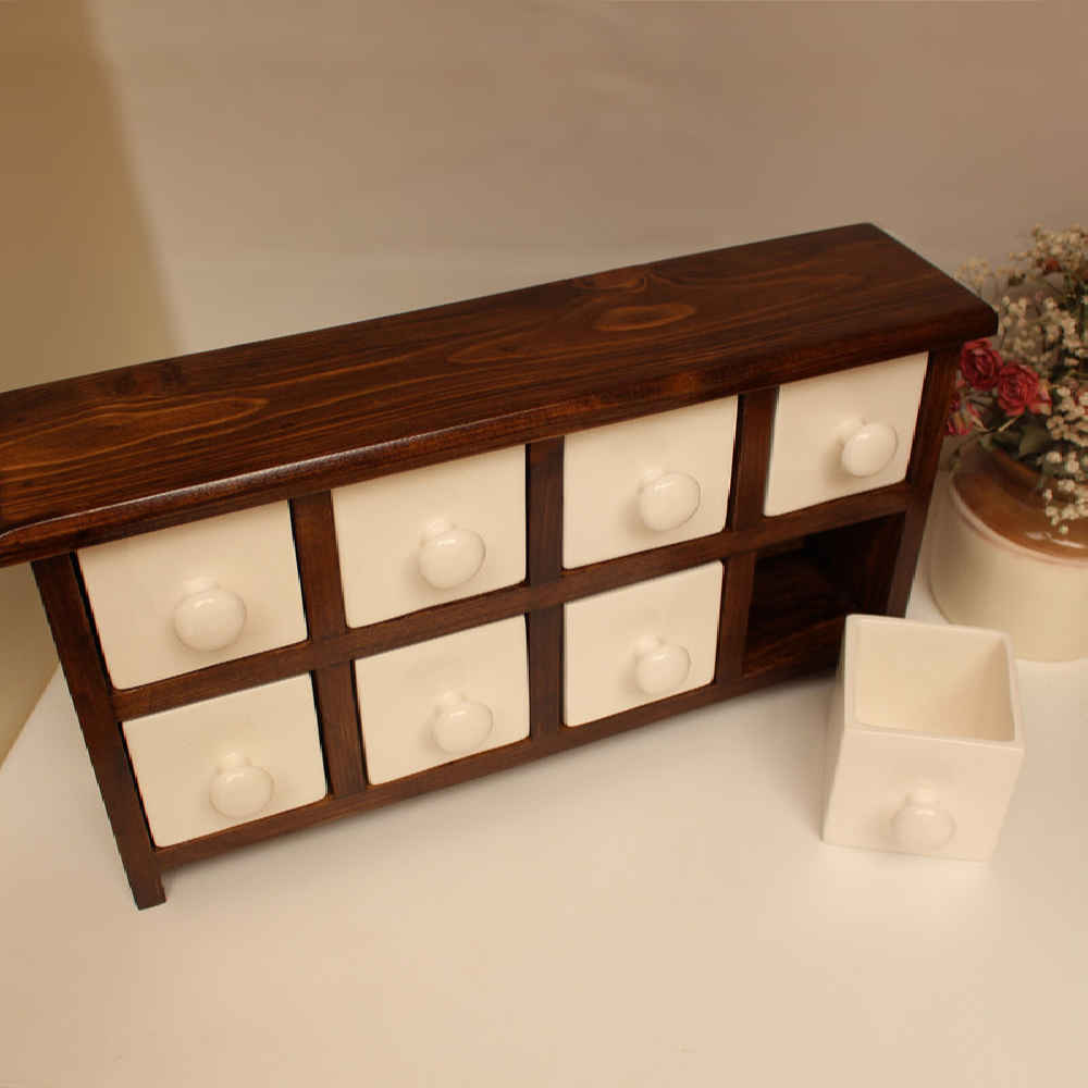 Price and Buy Handcrafted 8 Ceramic Drawers Chest with Wooden Box - Image 3