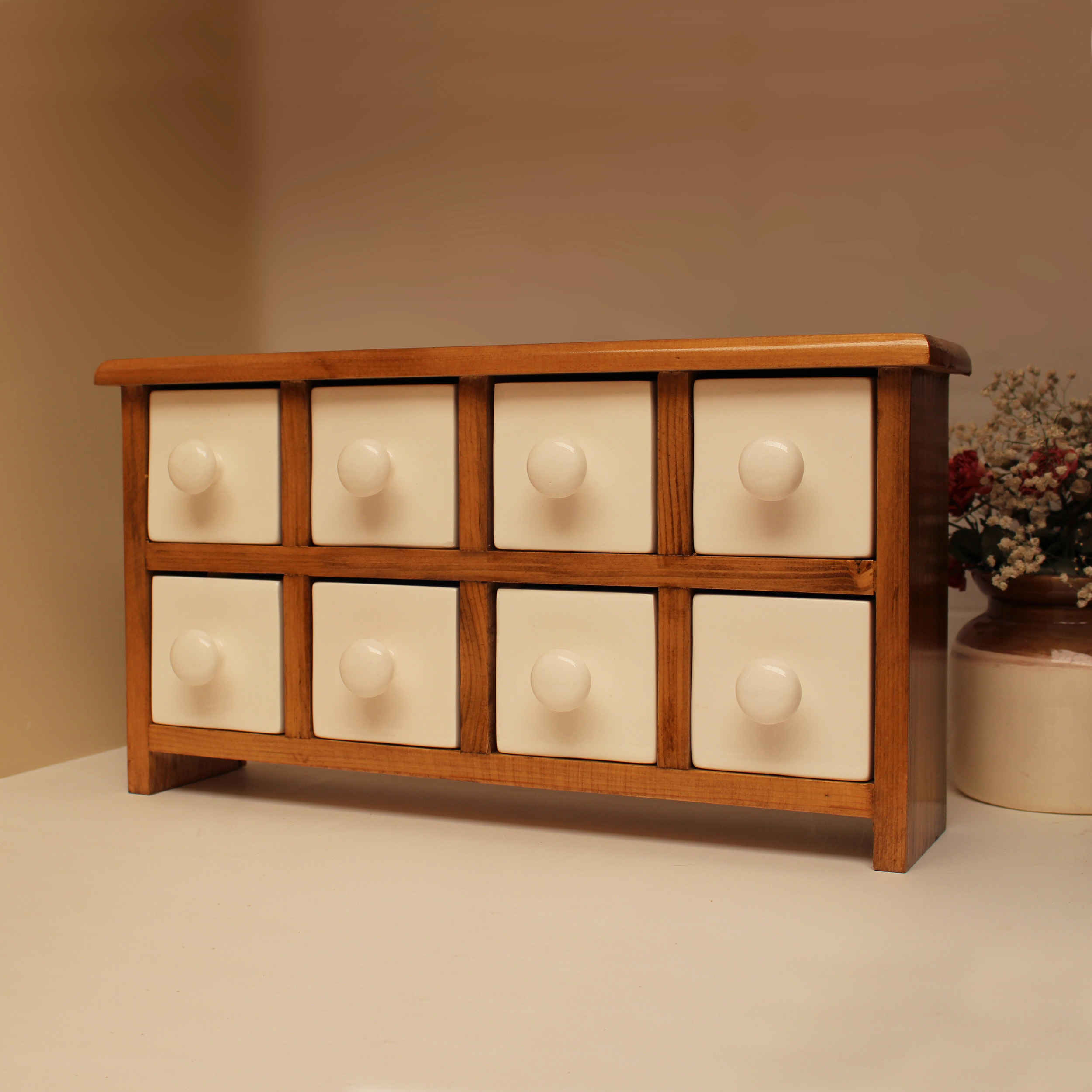 Price and Buy Handcrafted 8 Ceramic Drawers Chest with Wooden Box - Image 4