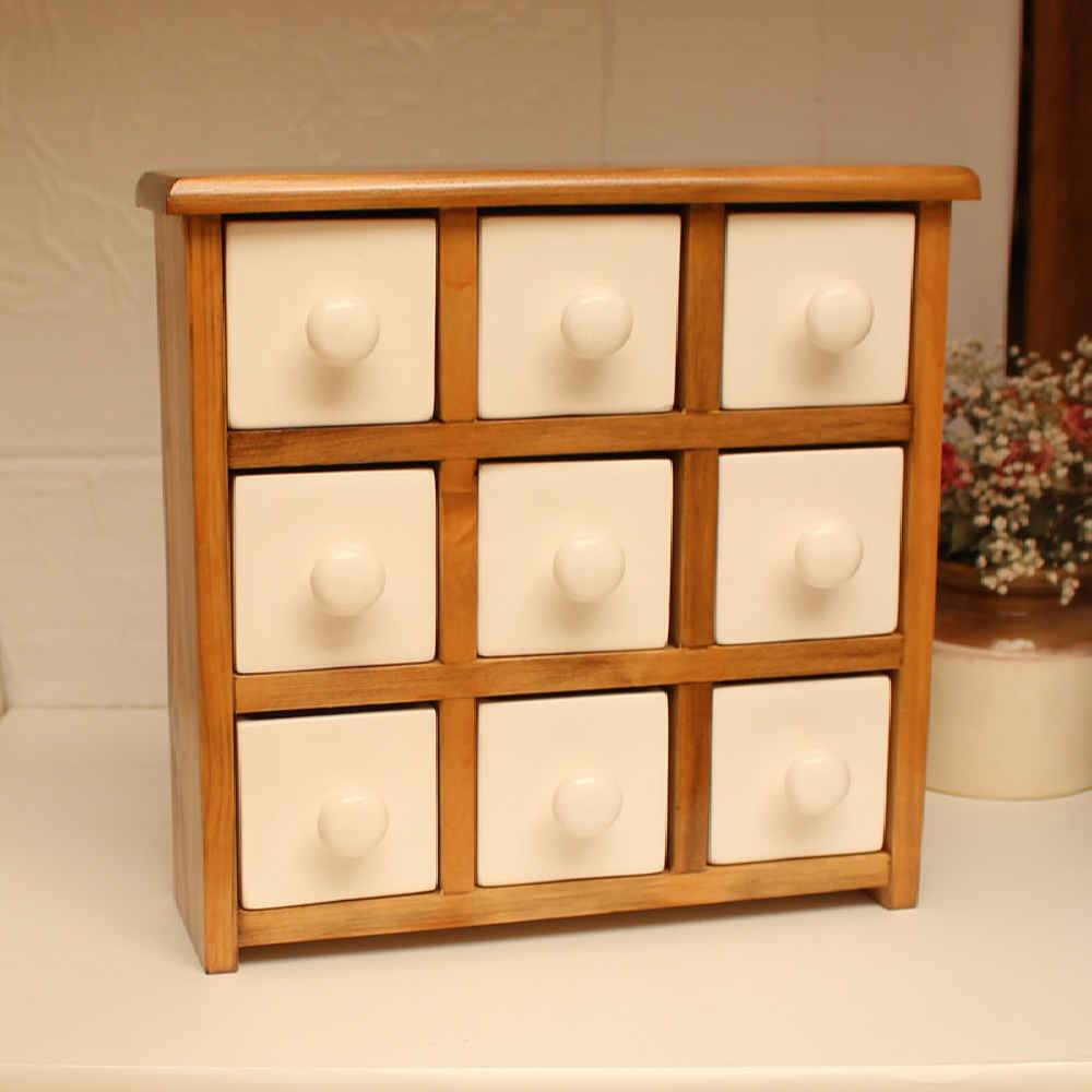 Price and Buy Handcrafted 9 Ceramic Drawers Chest with Wooden Box - Image 3
