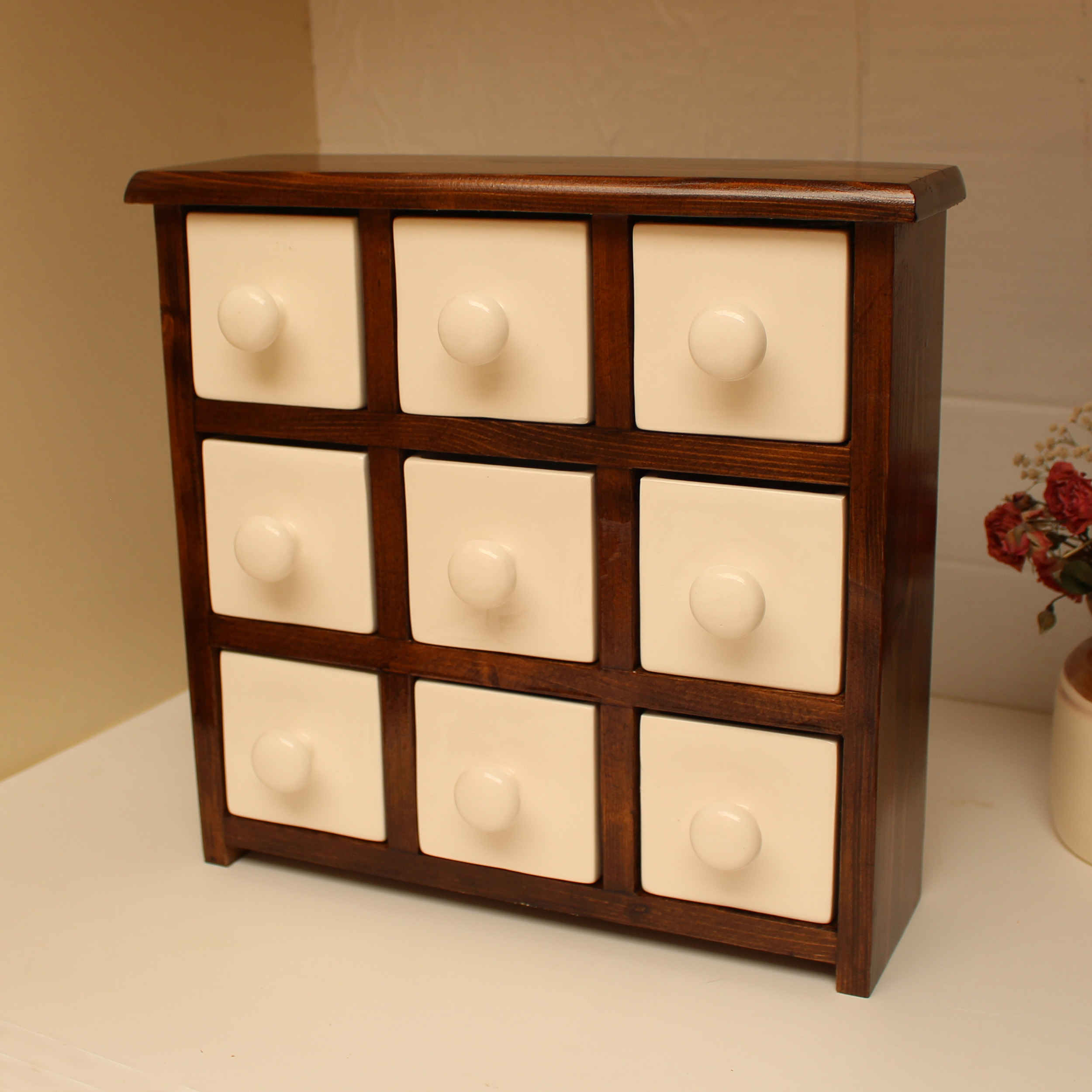 Price and Buy Handcrafted 9 Ceramic Drawers Chest with Wooden Box - Image 4