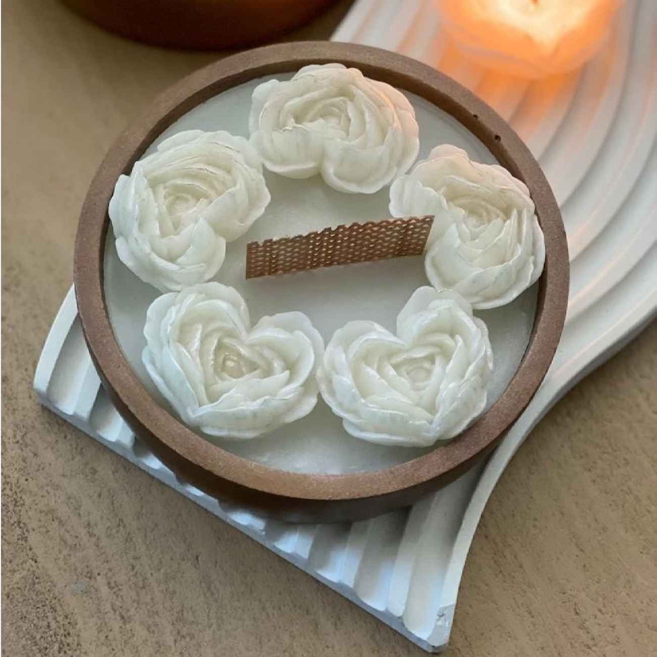 Price and Buy Handcrafted Artificial Stone Jar Candle – Rose Flower Design