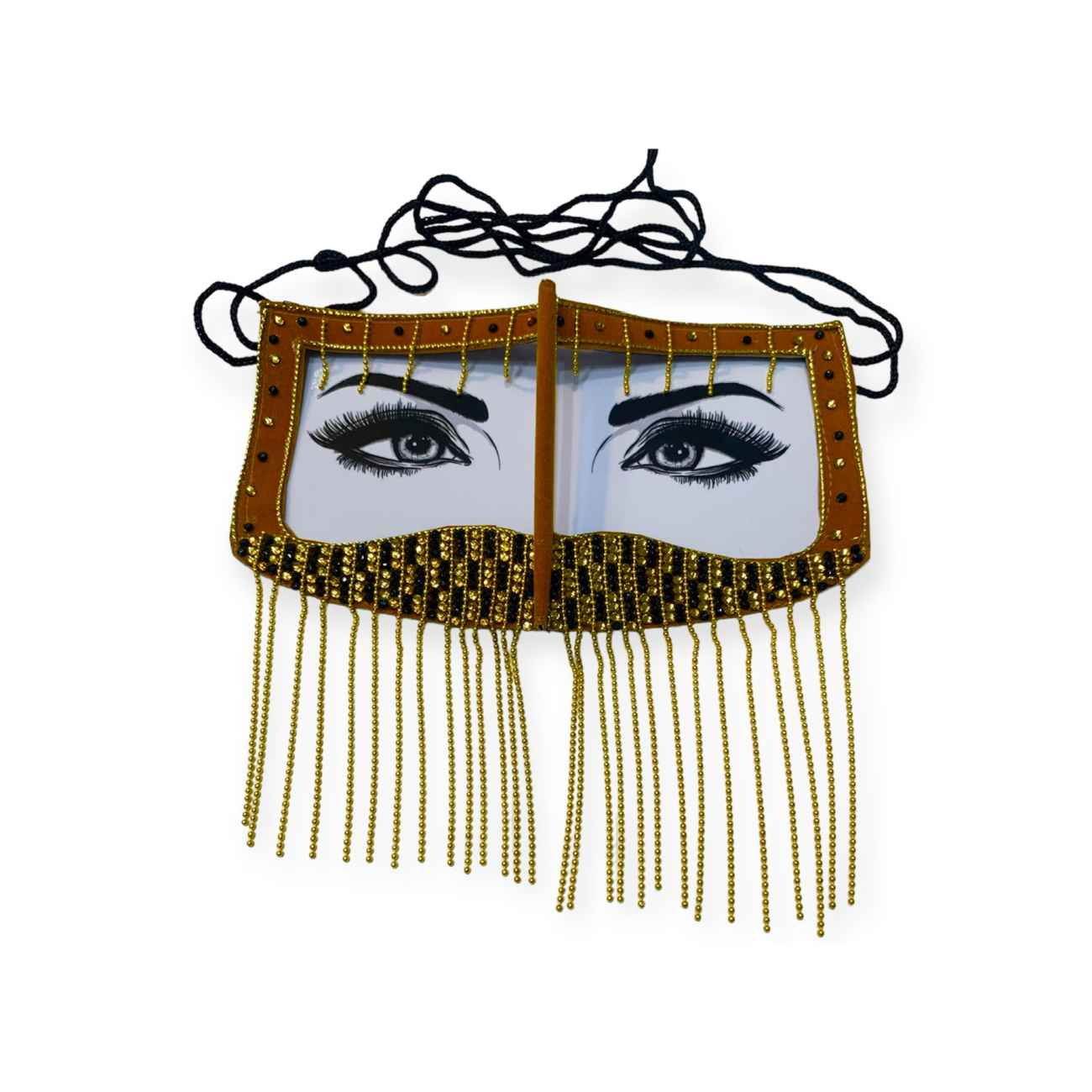 Price and Buy Handcrafted Battoulah Mask of Mesmerizing Eyes with Golden Chains - Image 3
