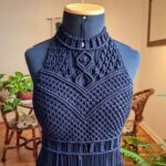 Price and Buy Handcrafted Bohemian Macrame Dress – Perfect for Beachside Walk in Navy Blue