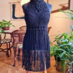 Price and Buy Handcrafted Bohemian Macrame Dress – Perfect for Beachside Walk in Navy Blue - Image 3