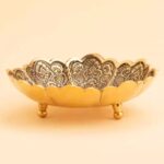 Price and Buy Handcrafted Brass Bowl with Geometric Floral Design Small Size - Image 3