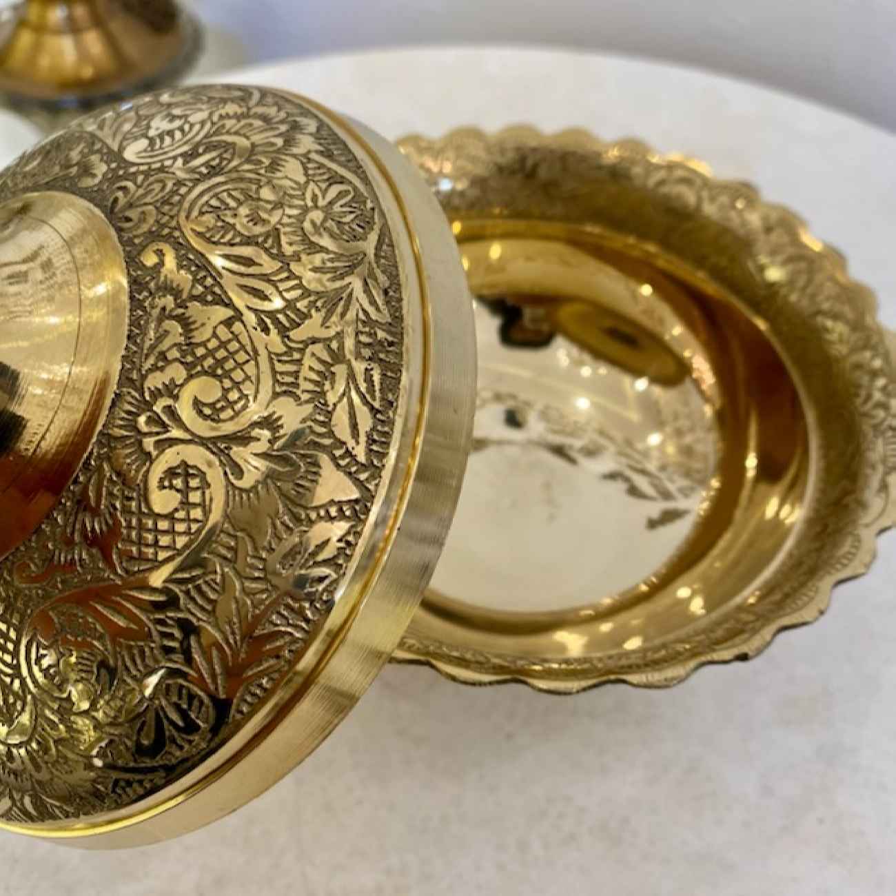 Price and Buy Handcrafted Brass Sugar Bowl with Secure Lid - Image 3
