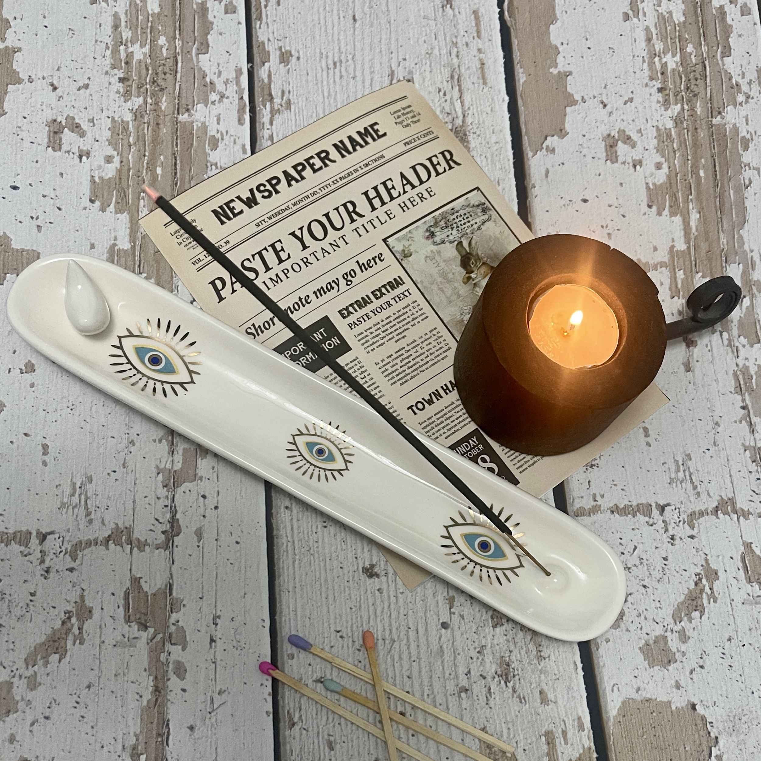 Price and Buy Handcrafted Ceramic Incense Holder – Evil Eyes Design - Image 4