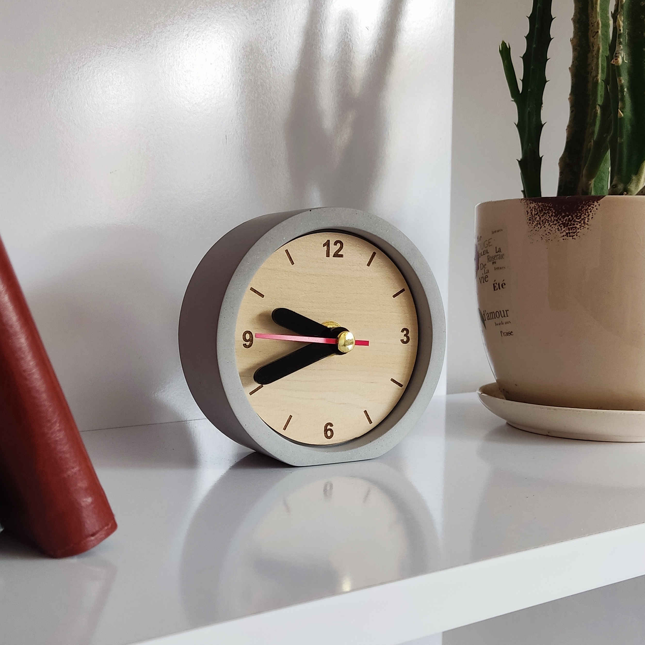 Price and Buy Handcrafted Concrete Desk Clock – Minimalist Round Gray - Image 5