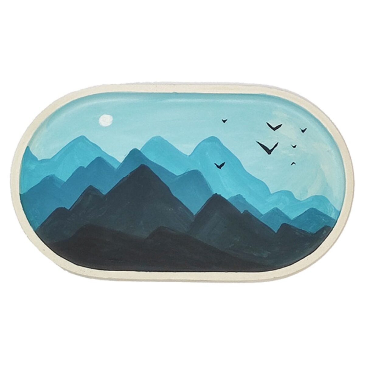 Price and Buy Handcrafted Concrete Serving Tray with Painted Design Mountain
