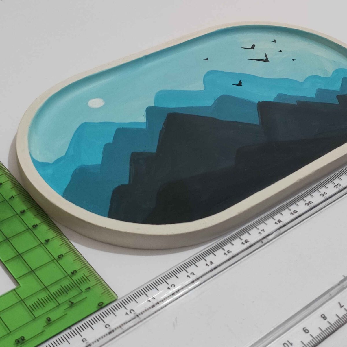 Price and Buy Handcrafted Concrete Serving Tray with Painted Design Mountain - Image 3