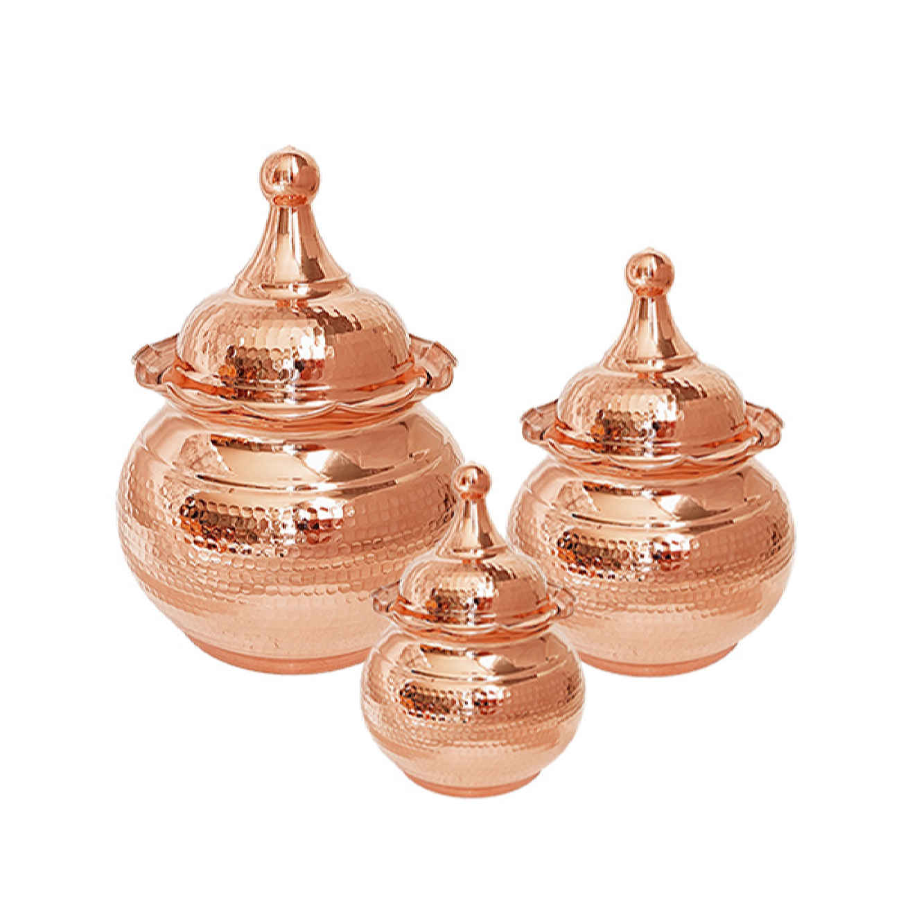 Price and Buy Handcrafted Copper Storage Jar – Ideal for Kitchen Organization – Set of 3