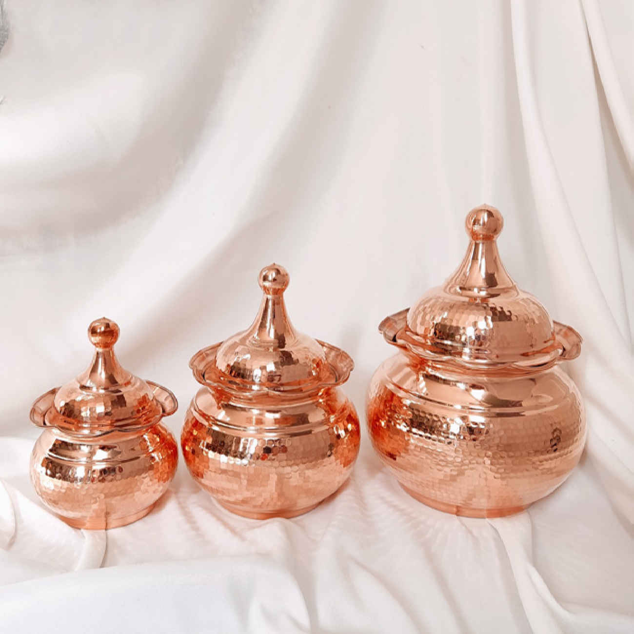 Price and Buy Handcrafted Copper Storage Jar – Ideal for Kitchen Organization – Set of 3 - Image 3