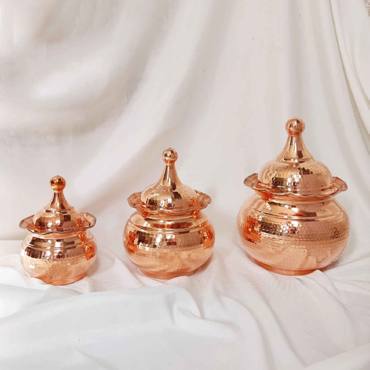 Price and Buy Handcrafted Copper Storage Jar – Ideal for Kitchen Organization – Set of 3 - Image 4