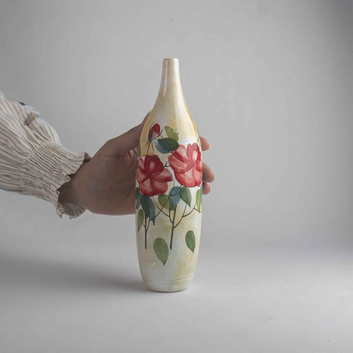 Price and Buy Handcrafted Decorative Bud Pottery Vase Hand-Painted with Floral Design - Image 3