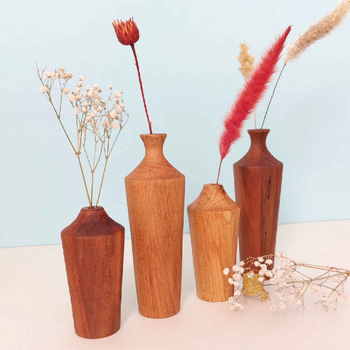 Price and Buy Handcrafted Decorative Bud Vase Made from Natural Solid Wood – Set of 2 - Image 3