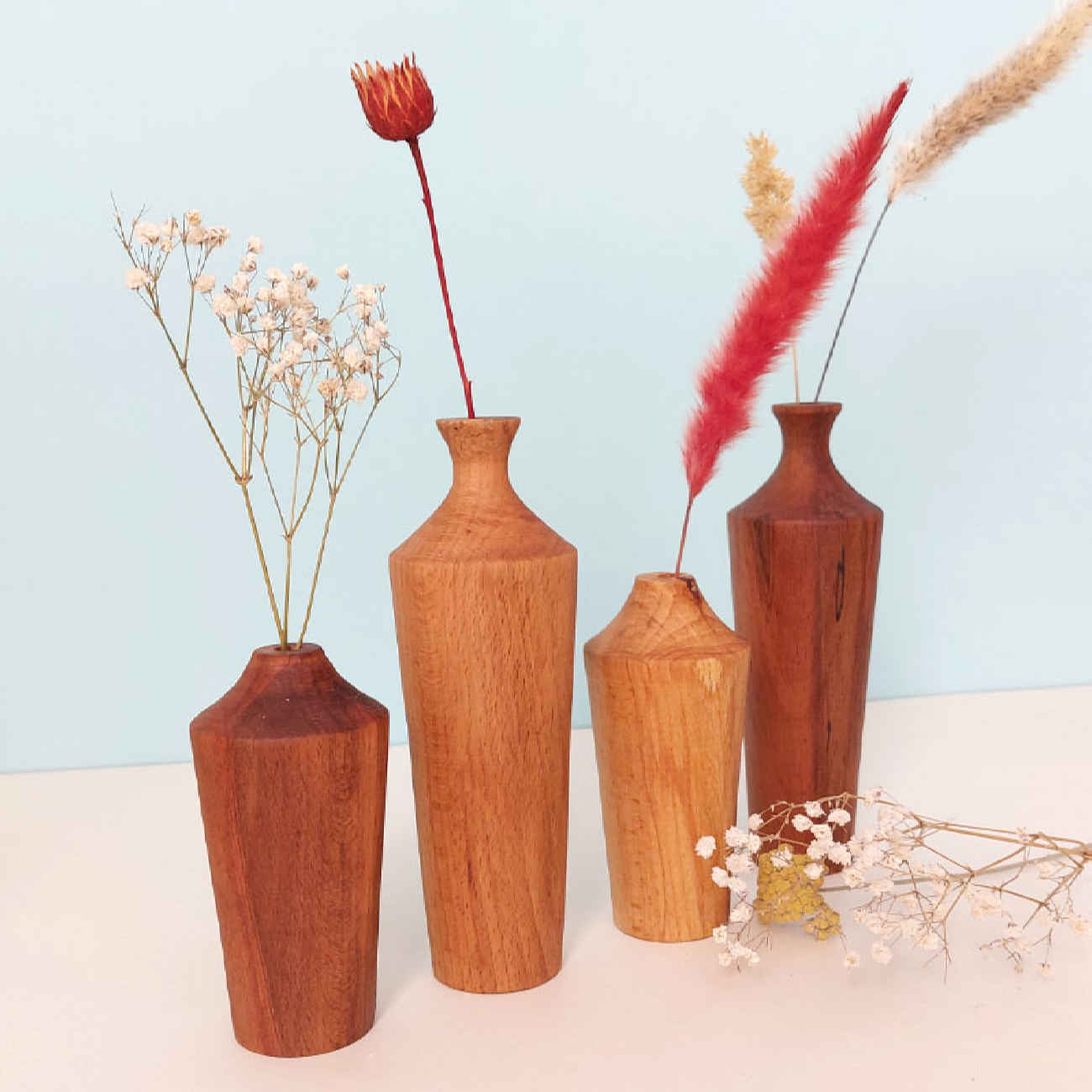 Price and Buy Handcrafted Decorative Bud Vase Made from Natural Solid Wood – Set of 2 - Image 3