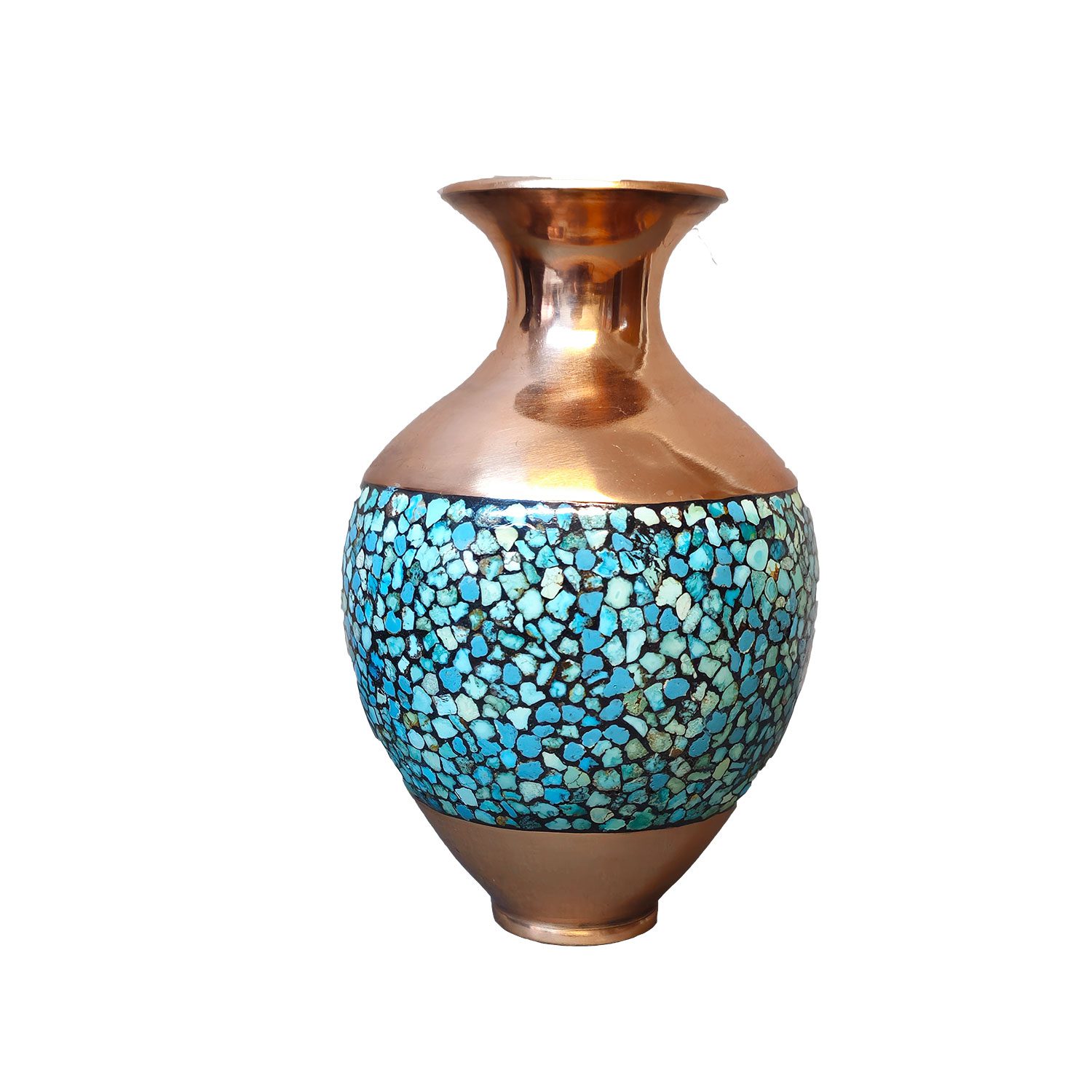 Price and Buy Handcrafted Decorative Persian Inlaid Turquoise Copper Vase Elegance