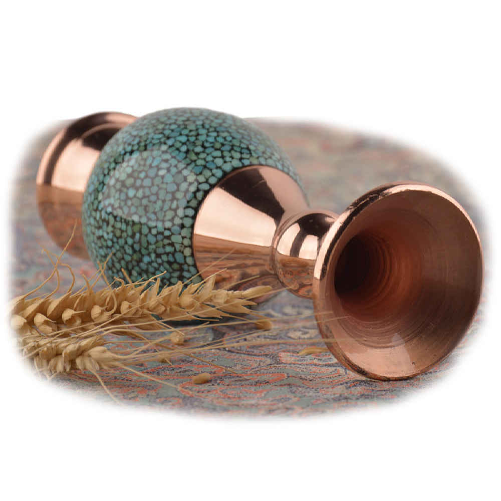 Price and Buy Handcrafted Decorative Persian Inlaid Turquoise Copper Vase Setareh - Image 3