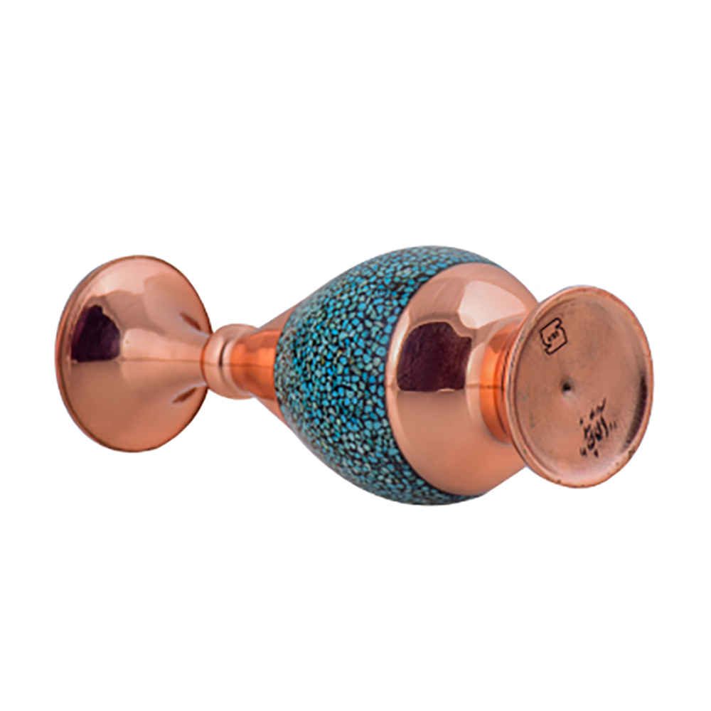 Price and Buy Handcrafted Decorative Persian Inlaid Turquoise Copper Vase Shafagh - Image 3