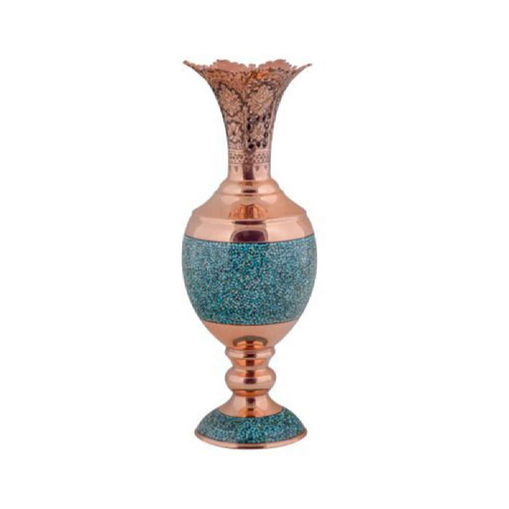 Price and Buy Handcrafted Decorative Persian Inlaid Turquoise Copper Vase Sonbol