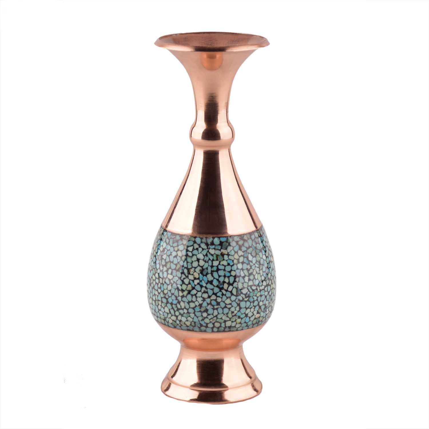 Price and Buy Handcrafted Decorative Persian Inlaid Turquoise Copper Vase Yas - Image 3