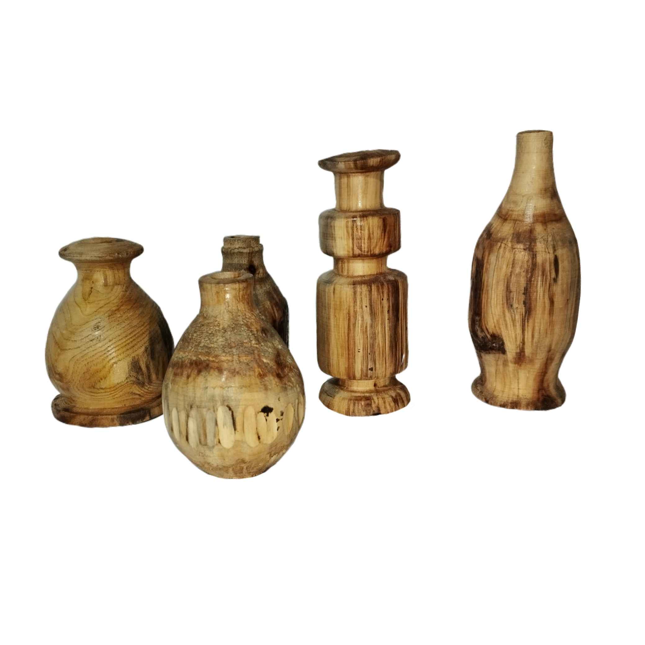 Price and Buy Handcrafted Decorative Wooden Bud Vase Made from Natural Solid Wood Set of 5 - Image 3