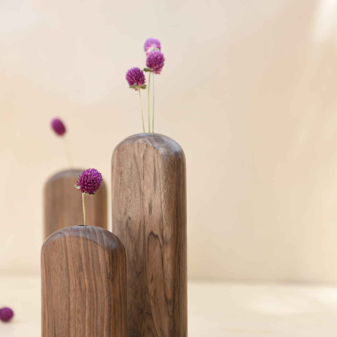 Price and Buy Handcrafted Decorative Wooden Single Stem Vase – Aesthetic Gift Set of 3 - Image 4