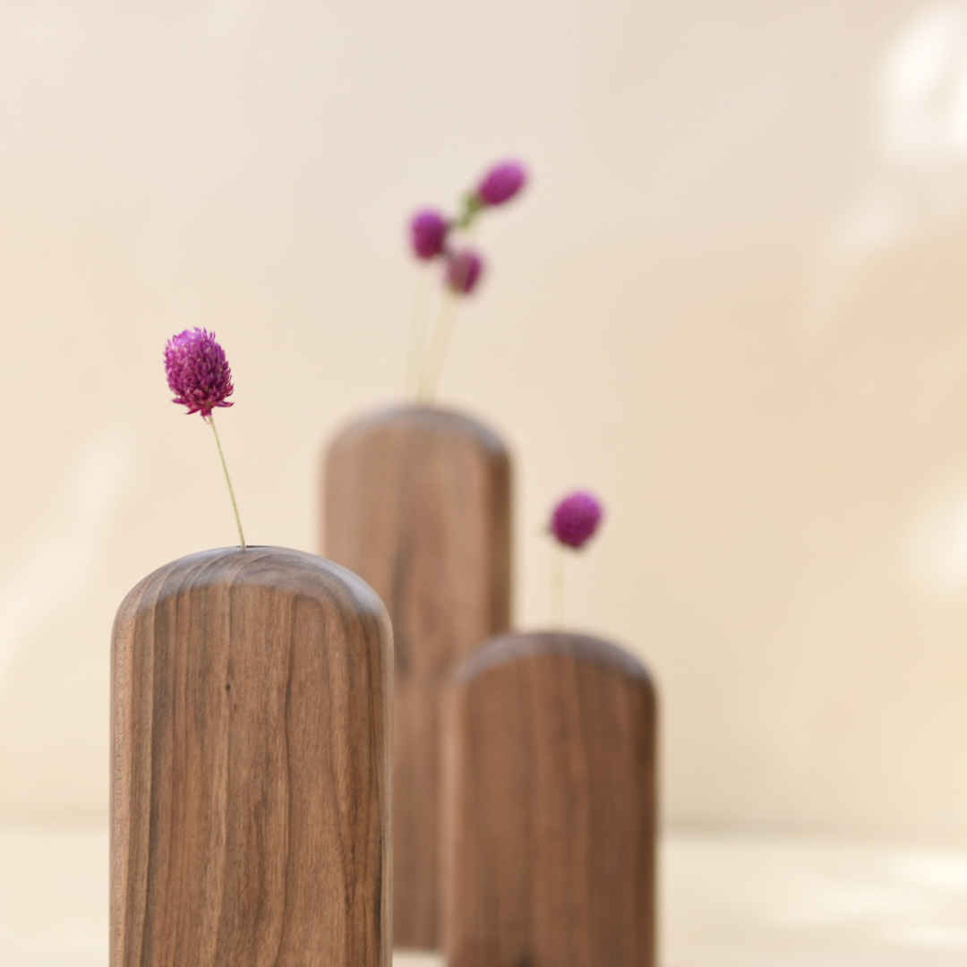 Price and Buy Handcrafted Decorative Wooden Single Stem Vase – Aesthetic Gift Set of 3 - Image 6