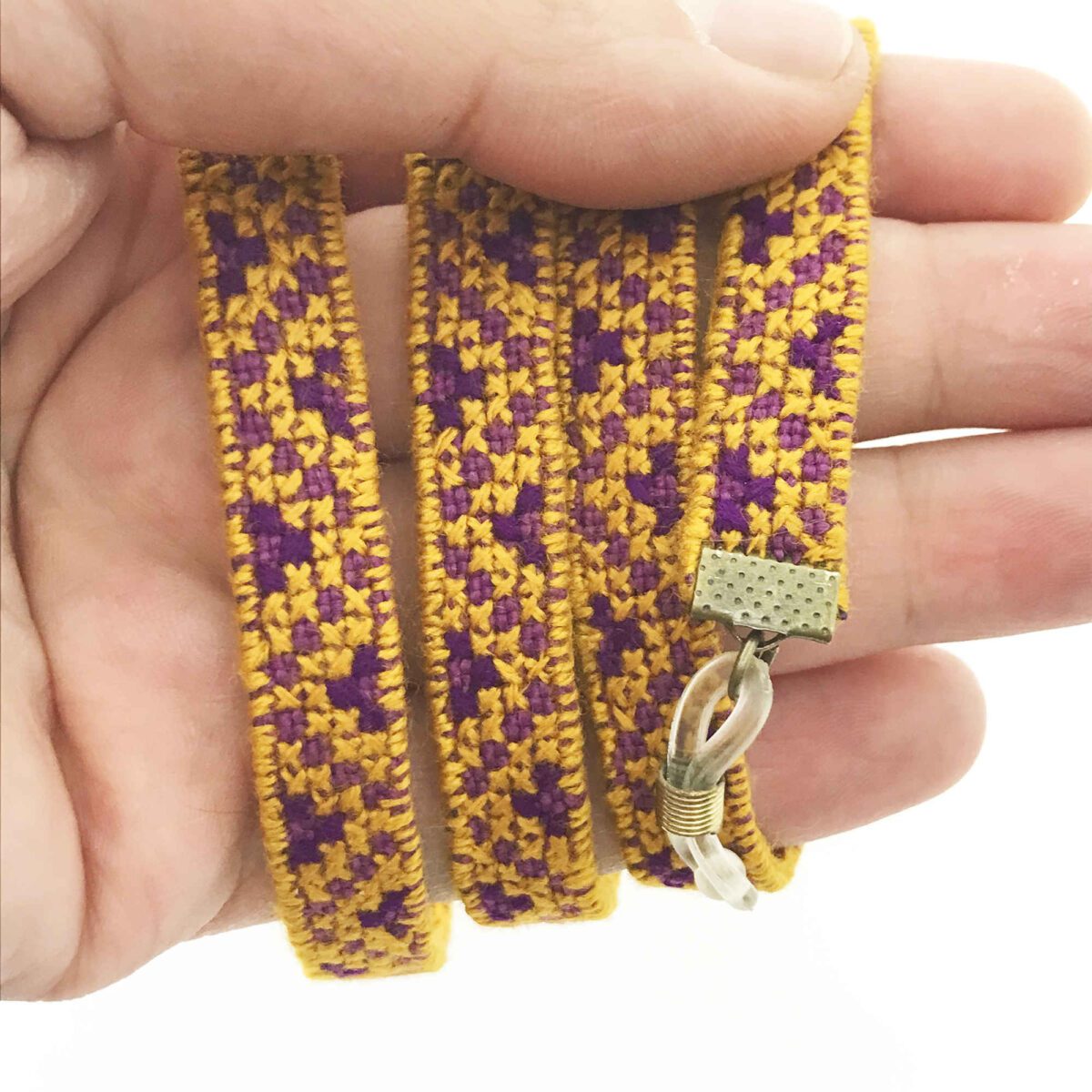 Price and Buy Handcrafted Glasses Strap – Baluchi Embroidery in Yellow & Purple - Image 3