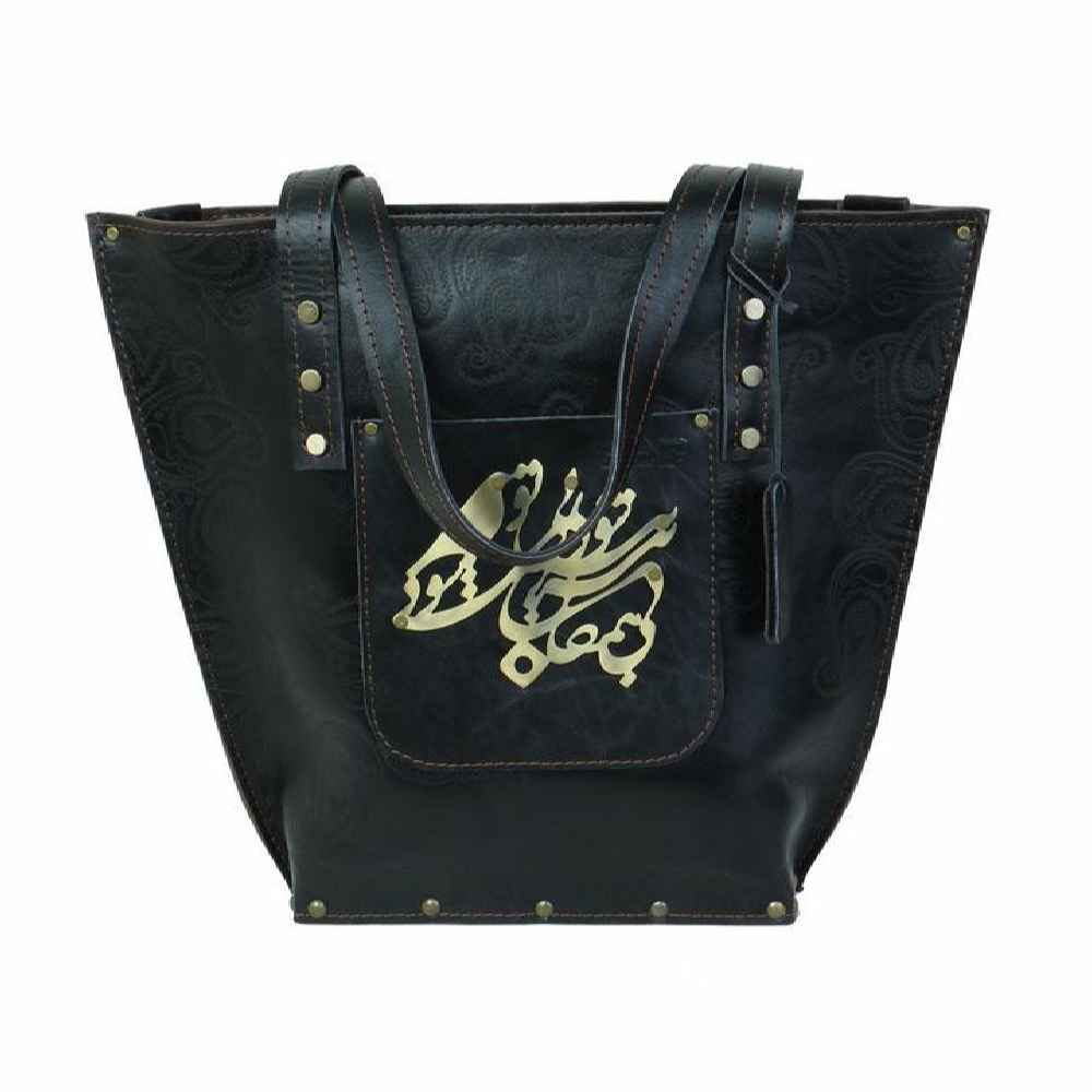 Price and Buy Handcrafted Leather Tote Bag with Persian Ghayeghi Design - Image 5