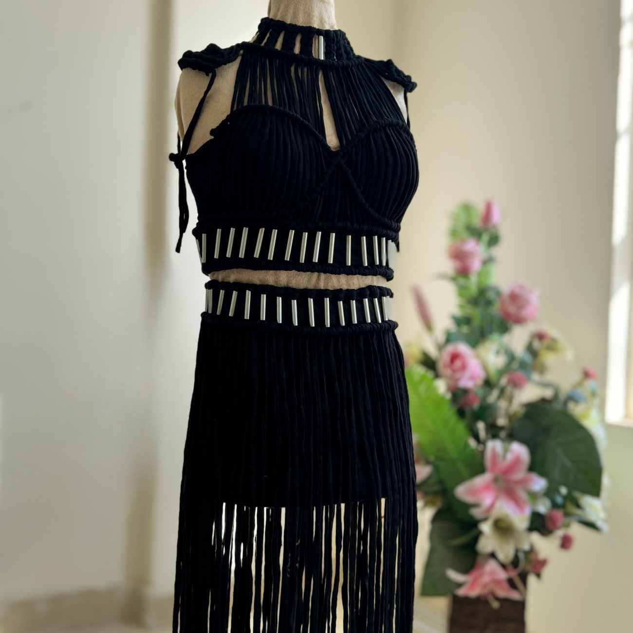 Price and Buy Handcrafted Macrame Dress – Crop Top & Skirt Perfect for Summer Outdoor Celebration_69012f87a2085.jpeg Price and Buy Handcrafted Macrame Dress – Crop Top & Skirt Perfect for Summer Outdoor Celebration - Image 1