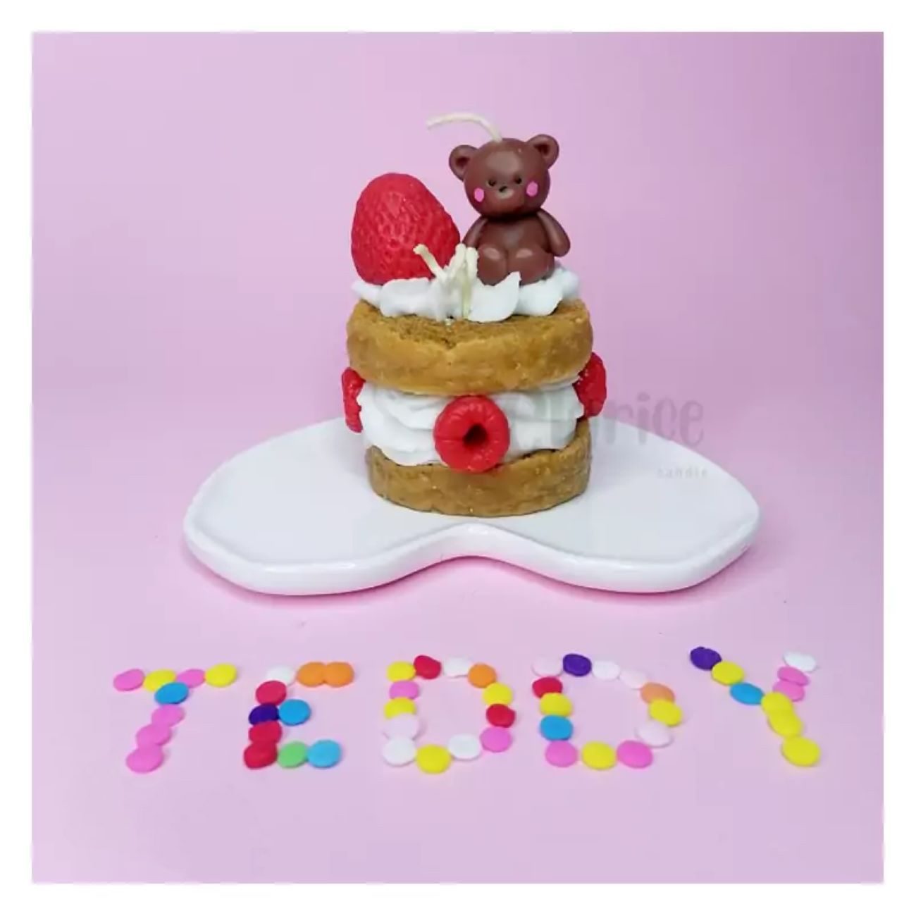 Price and Buy Handcrafted Novelty Layered Cake Candle Featuring a Bear and Strawberry_69027395a7e3f.jpeg Price and Buy Handcrafted Novelty Layered Cake Candle Featuring a Bear and Strawberry - Image 1