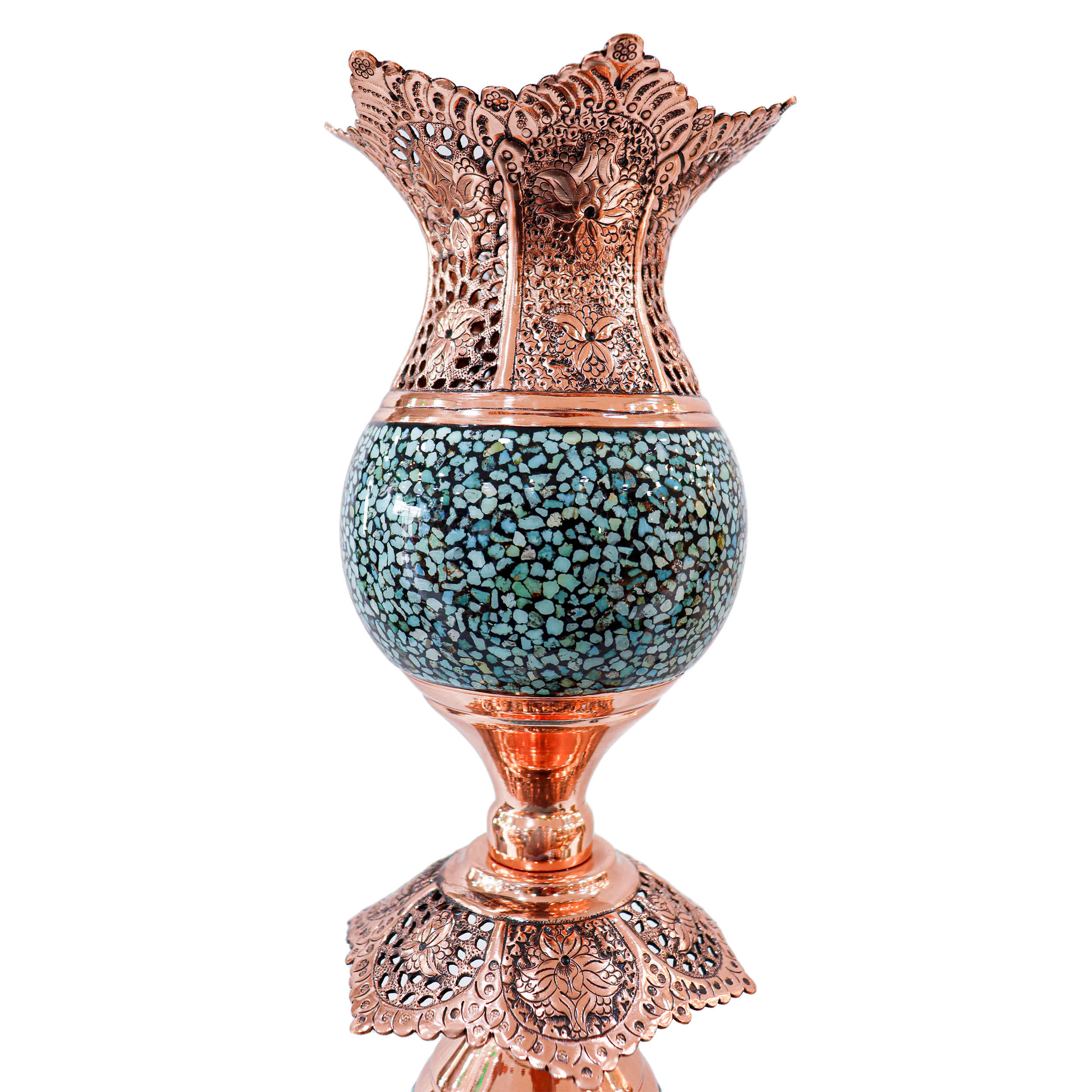 Price and Buy Handcrafted Persian Copper Candlestick – Inlaid Turquoise (2x) - Image 4