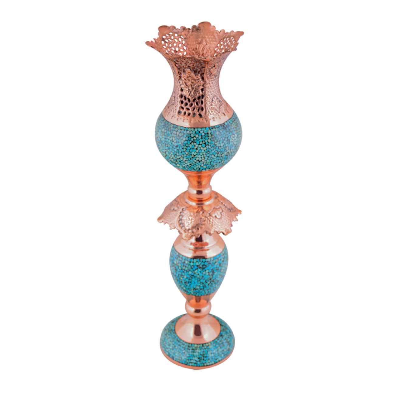 Price and Buy Handcrafted Persian Copper Candlestick – Inlaid Turquoise - Image 3