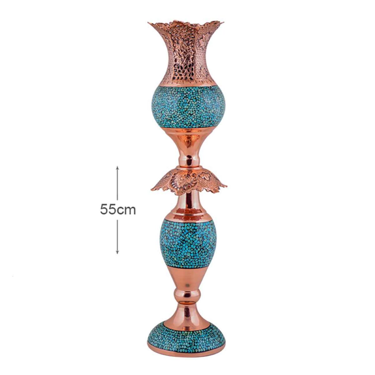 Price and Buy Handcrafted Persian Copper Candlestick – Inlaid Turquoise - Image 4