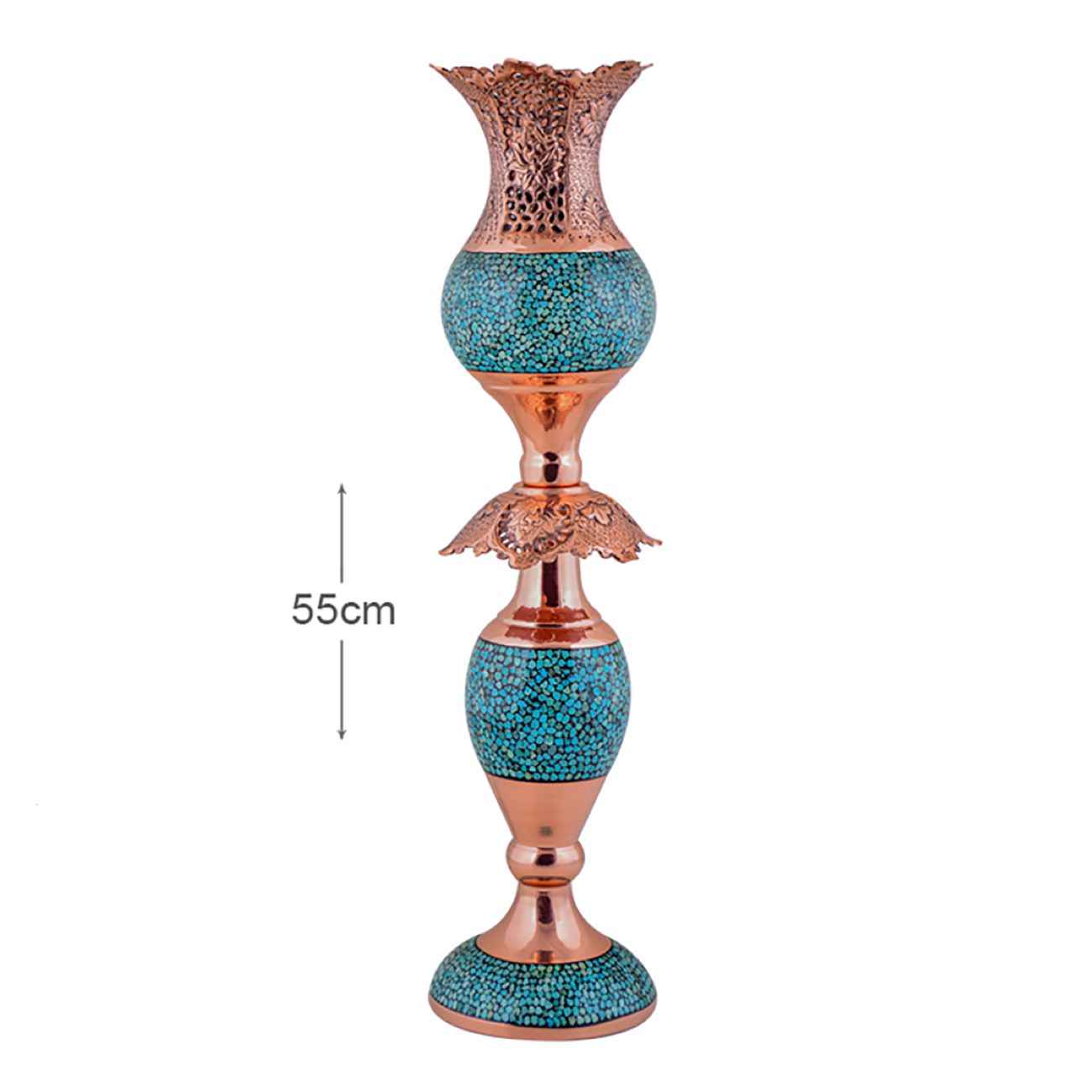 Price and Buy Handcrafted Persian Copper Candlestick – Inlaid Turquoise - Image 4
