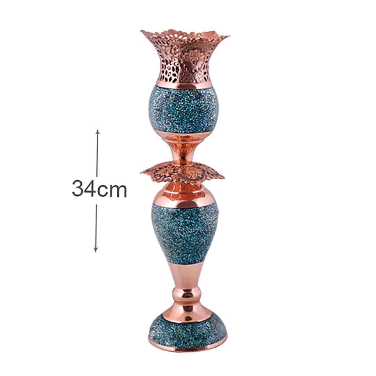 Price and Buy Handcrafted Persian Copper Candlestick – Turquoise Inlay - Image 5
