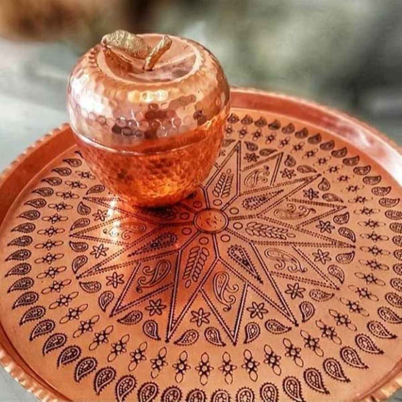 Price and Buy Handcrafted Persian Copper Sugar Bowl with Lid – Hammered Apple Design - Image 4