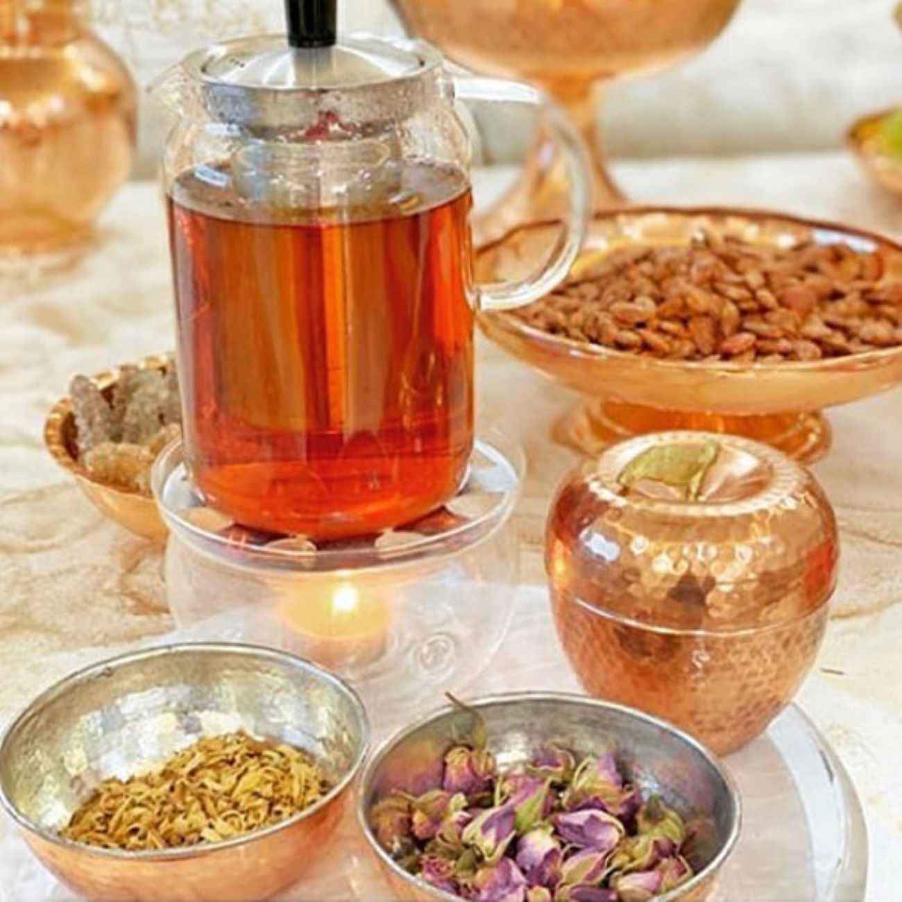 Price and Buy Handcrafted Persian Copper Sugar Bowl with Lid – Hammered Apple Design - Image 5