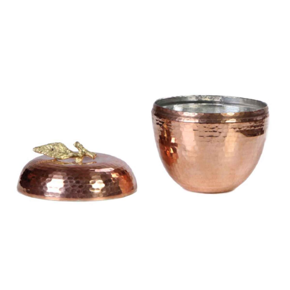 Price and Buy Handcrafted Persian Copper Sugar Bowl with Lid – Hammered Apple Design - Image 6