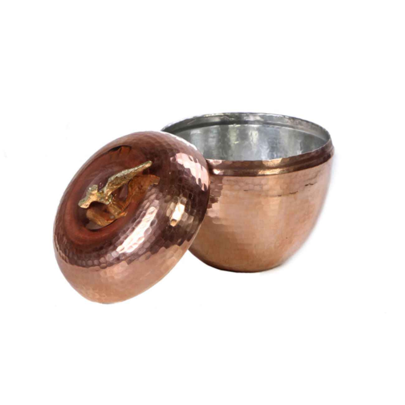 Price and Buy Handcrafted Persian Copper Sugar Bowl with Lid – Hammered Apple Design - Image 7
