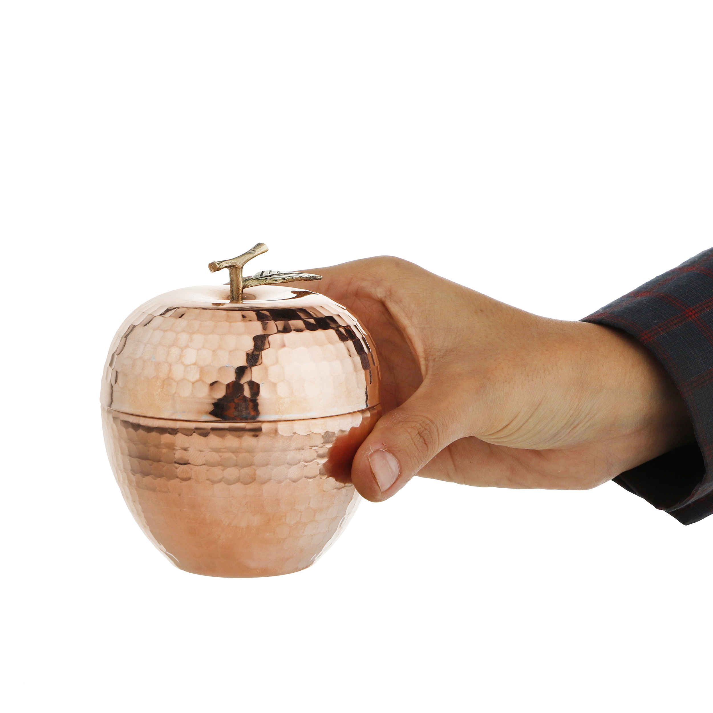 Price and Buy Handcrafted Persian Copper Sugar Bowl with Lid – Hammered Apple - Image 3