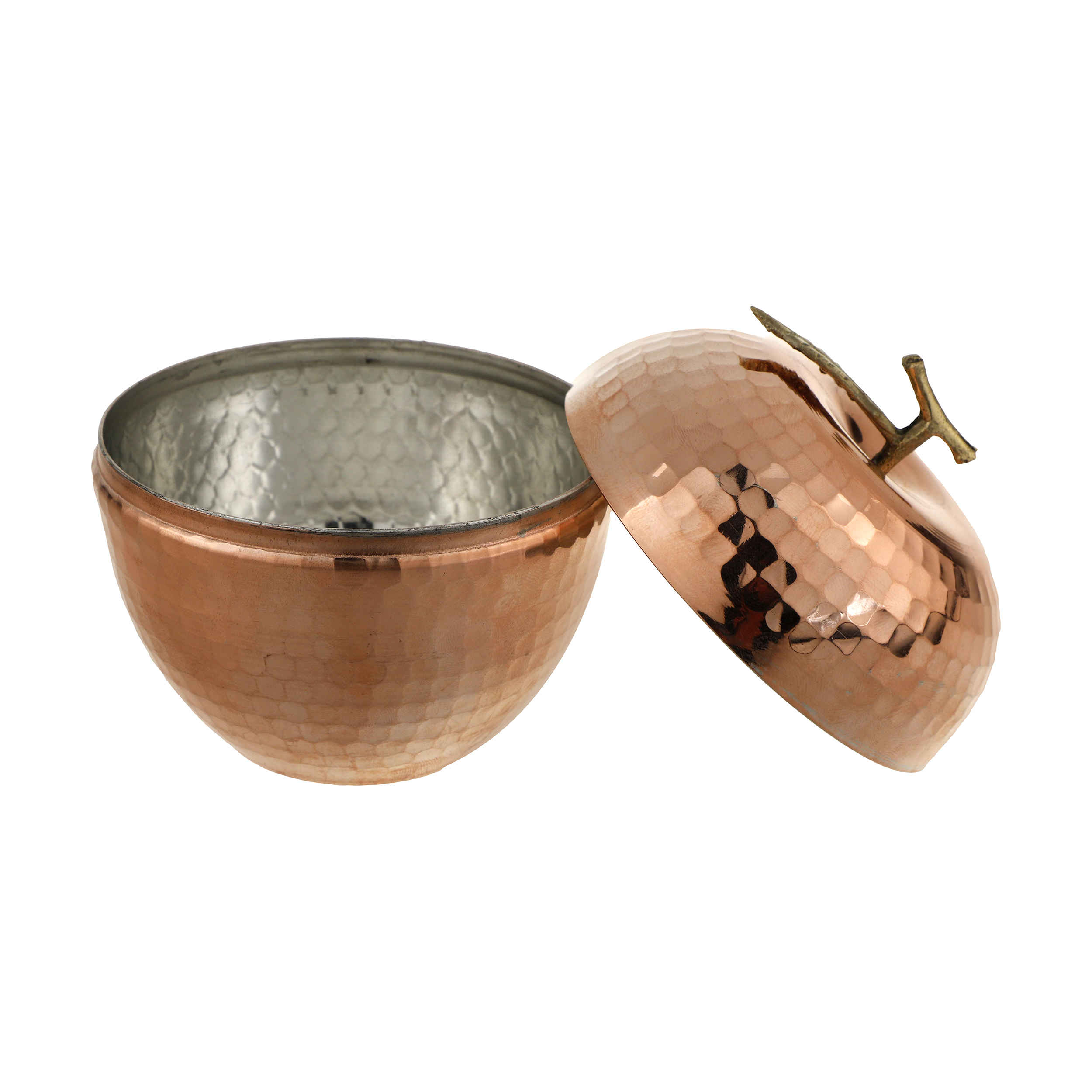 Price and Buy Handcrafted Persian Copper Sugar Bowl with Lid – Hammered Apple - Image 4