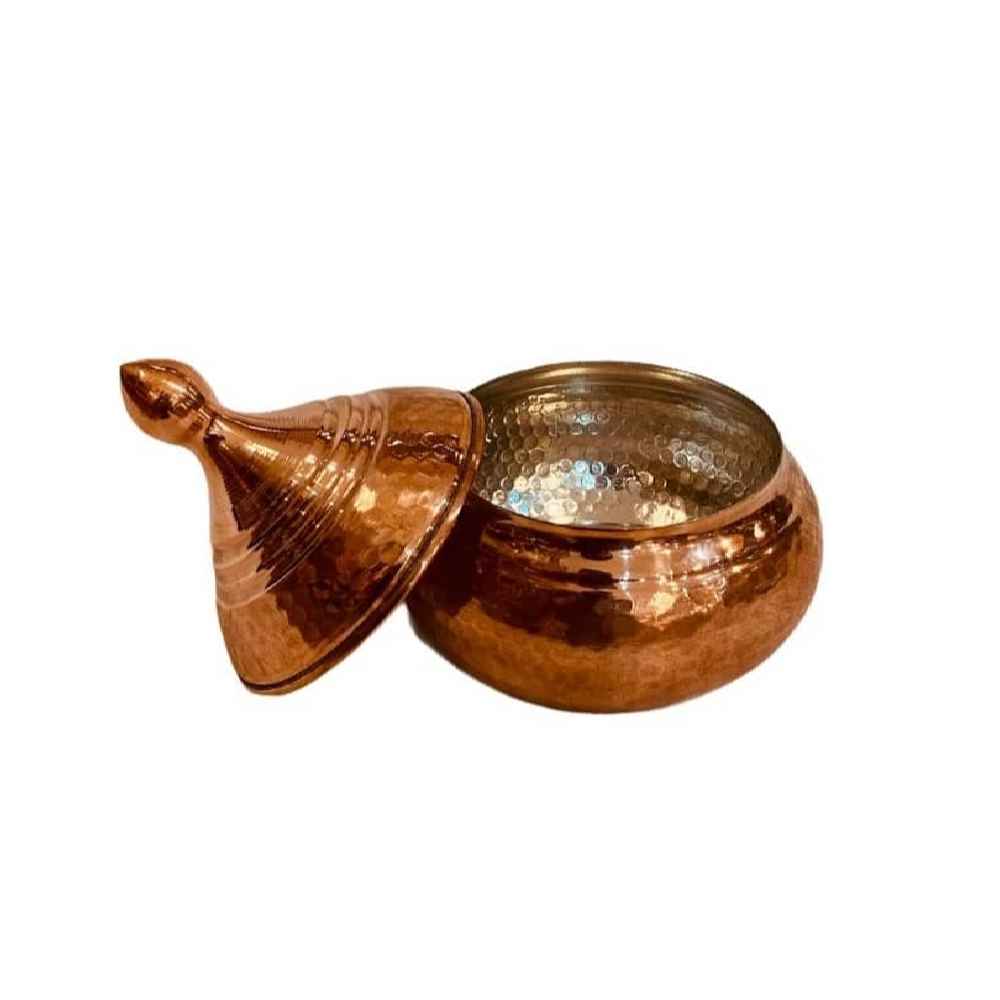 Price and Buy Handcrafted Persian Copper Sugar Bowl with Lid – Hammered Mobin - Image 3