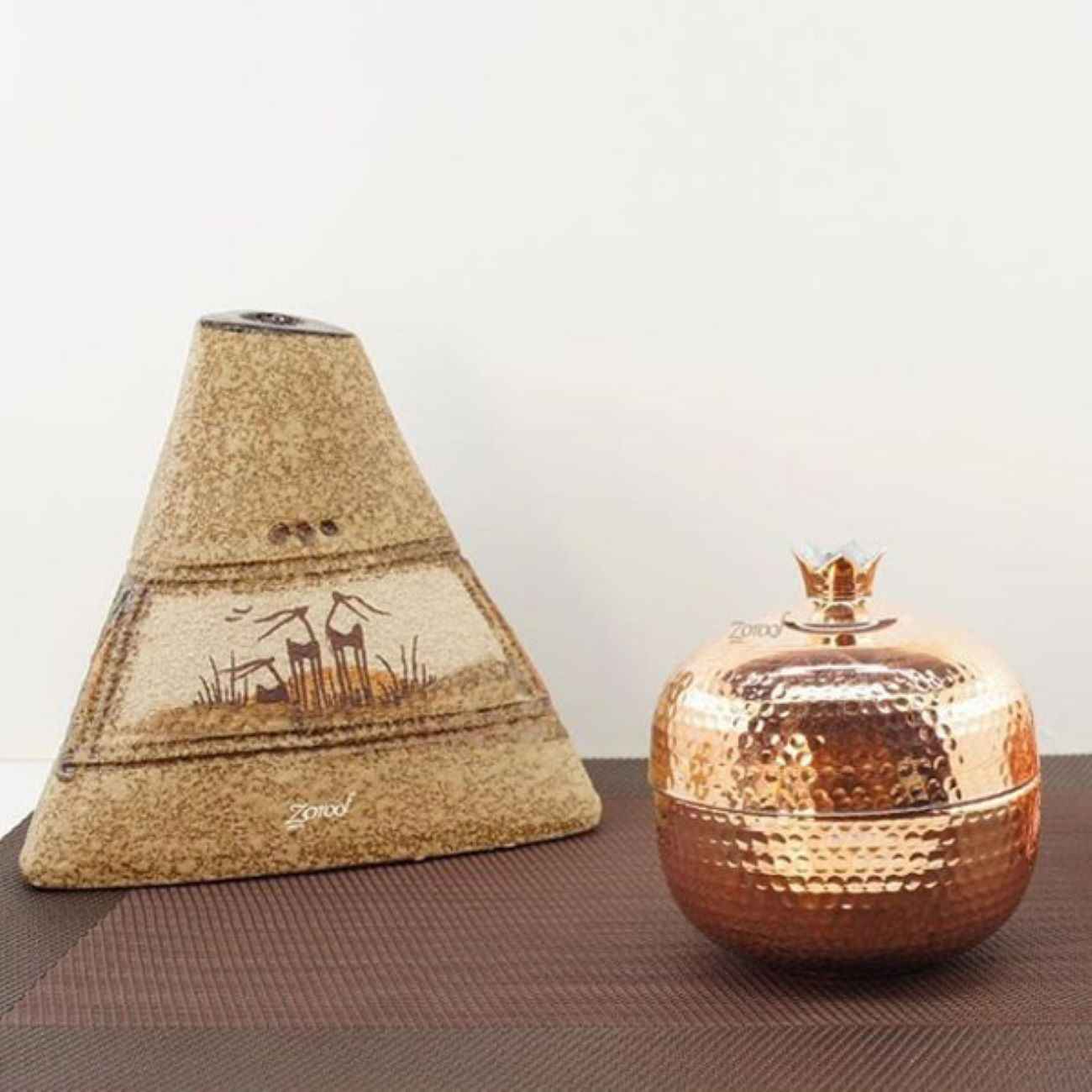 Price and Buy Handcrafted Persian Copper Sugar Bowl with Lid – Hammered Pomegranate Design - Image 3