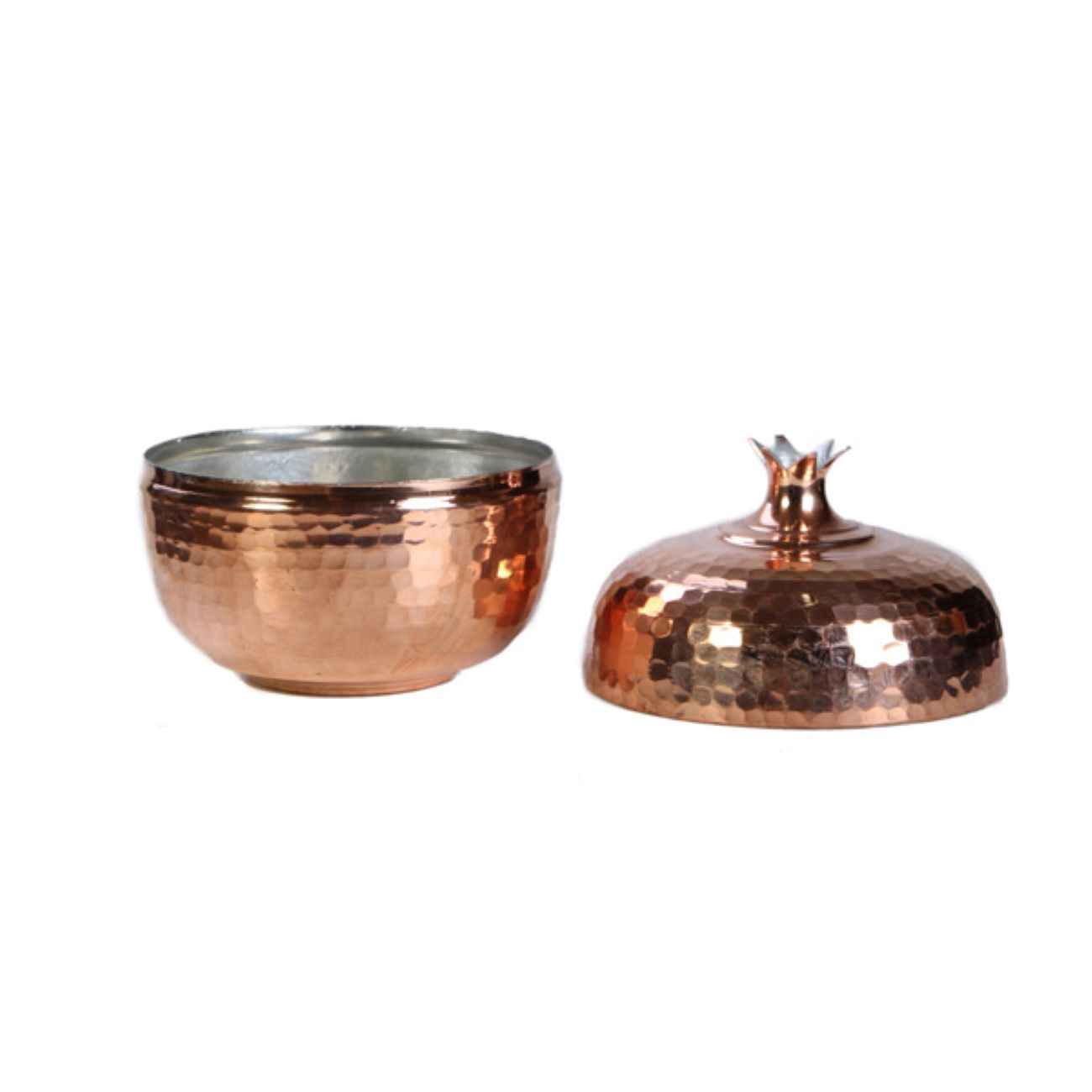 Price and Buy Handcrafted Persian Copper Sugar Bowl with Lid – Hammered Pomegranate Design - Image 8