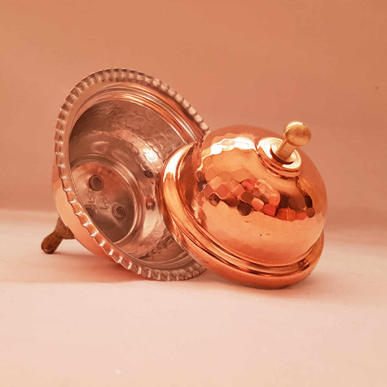 Price and Buy Handcrafted Persian Copper Sugar Bowl with Lid – Hammered - Image 3