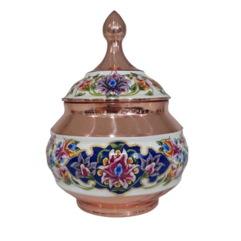 Price and Buy Handcrafted Persian Copper Sugar Bowl with Lid – Minakari Enameled Behesht