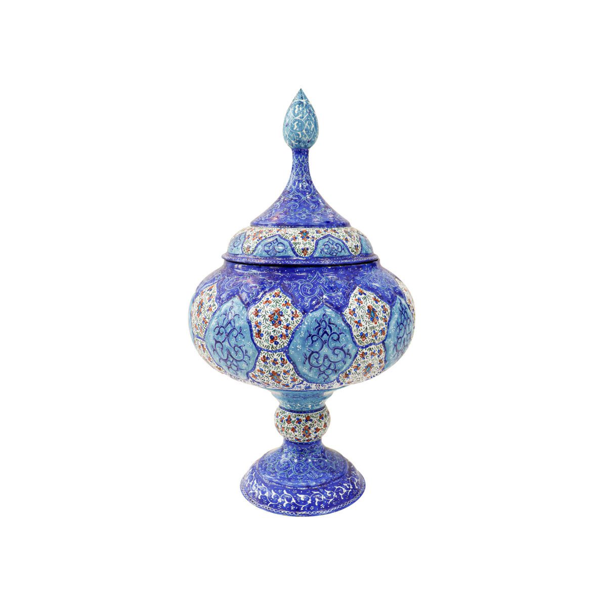 Price and Buy Handcrafted Persian Copper Sugar Bowl with Lid – Minakari Enameled Blue