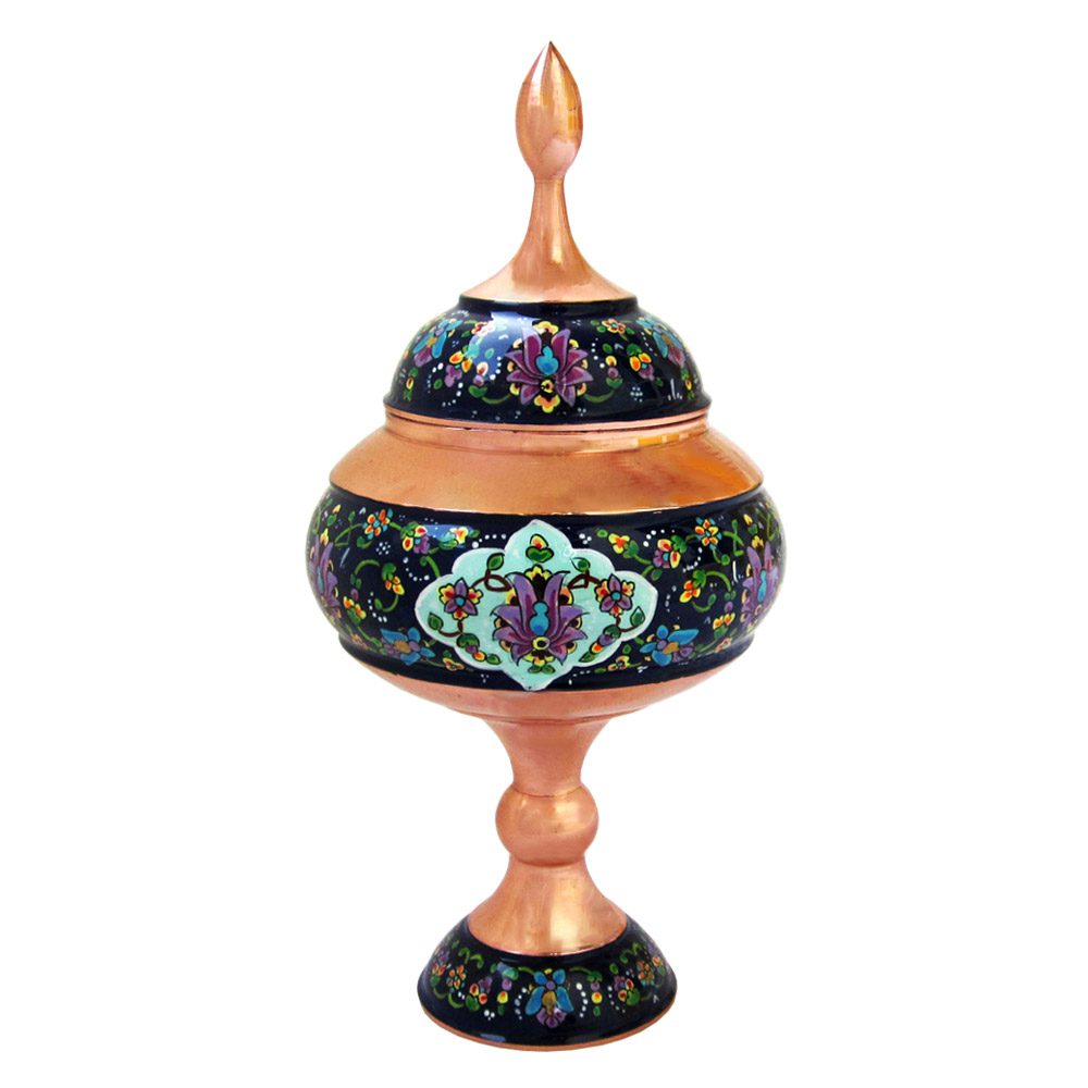 Price and Buy Handcrafted Persian Copper Sugar Bowl with Lid – Minakari Enameled Pishvaz